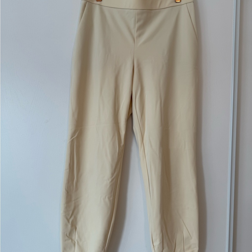 Theory Cream Stretched  Ankle Pants